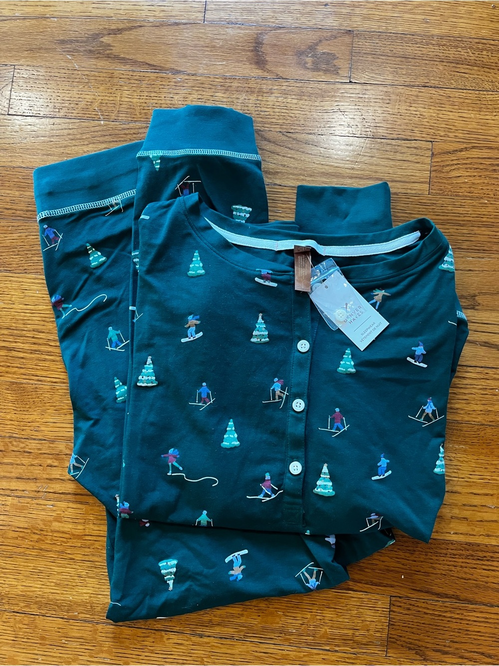 Winter Ski Print Pajama Set